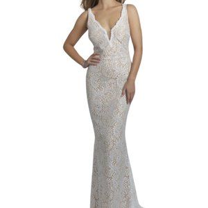 Dave & Johnny All Over Lace Mermaid Gown